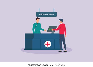 Hospital activity concept. Colored flat vector illustration isolated.