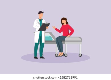 Hospital activity concept. Colored flat vector illustration isolated.