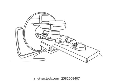 Hospital activity concept. Single line draw design vector graphic illustration.	