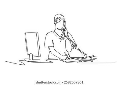 Hospital activity concept. Single line draw design vector graphic illustration.	