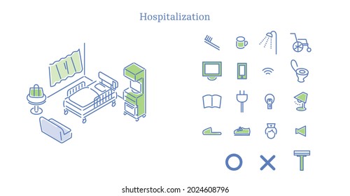 ilustración de la sala de internación de un hospital