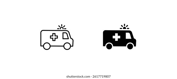 Hospital ambulance icons button, vector, sign, symbol, logo, illustration, editable stroke, flat design style isolated on white linear pictogram