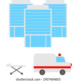 Hospital, ambulance and stretcher concept. Vector