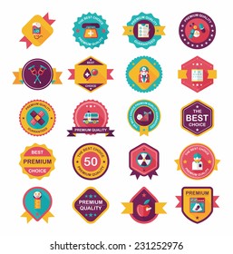 hospital badge banner design flat background set, eps10
