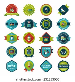 hospital badge banner design flat background set, eps10