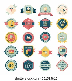 hospital badge banner design flat background set, eps10