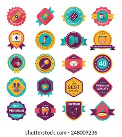 hospital badge banner design flat background set, eps10