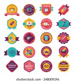 hospital badge banner design flat background set, eps10