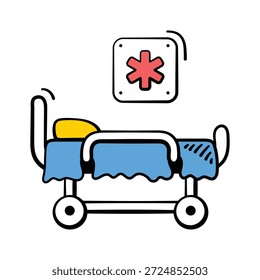 Ein Krankenhausbett mit verstellbaren Funktionen für die Patientenversorgung und Komfort.