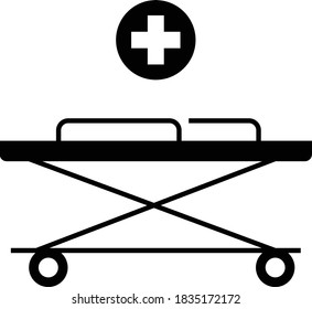 Hospital bed, ambulance or emergency concept, Stretcher Vector Icon Design, Rescue Response Symbol on White background