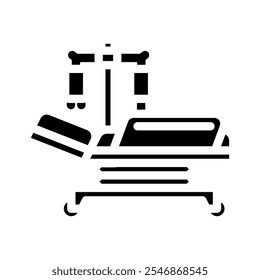 hospital bed cancer treatment glyph icon vector. hospital bed cancer treatment sign. isolated symbol illustration
