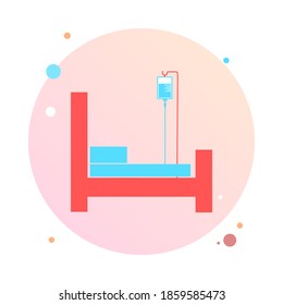 Hospital bed in circle Icon. Intensive care unit icon. Resuscitation, rehabilitation, hospital ward. Medical concept. Vector illustration can be used for topics like healthcare, hospital, clinic.