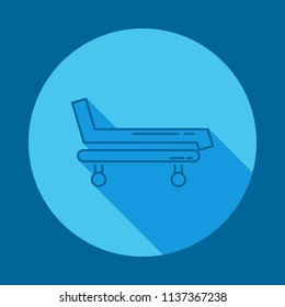 Hospital bed and cross  flat long shadow icon. Element of medicine icon for mobile concept and web apps. Long shadow Hospital bed and cross  icon can used for web and mobile on blue background
