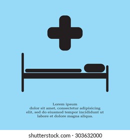 hospital bed and the cross icon