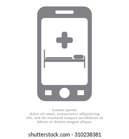 hospital bed and the cross icon