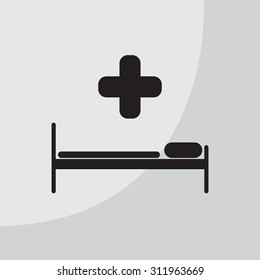 hospital bed and the cross icon