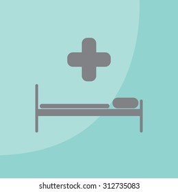 hospital bed and the cross icon