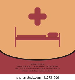 hospital bed and the cross icon
