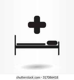 hospital bed and the cross icon