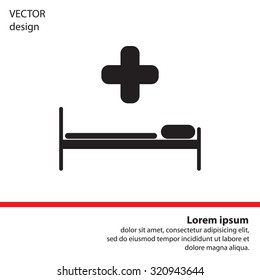 hospital bed and the cross icon
