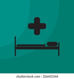 hospital bed and the cross icon