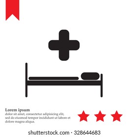 hospital bed and the cross icon