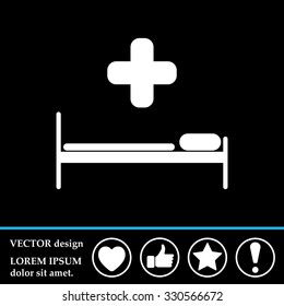 hospital bed and the cross icon
