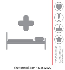 hospital bed and the cross icon