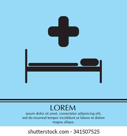 hospital bed and the cross icon