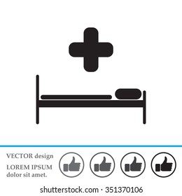 hospital bed and the cross icon