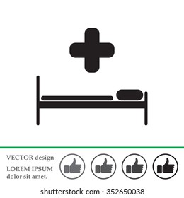 hospital bed and the cross icon