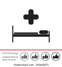 hospital bed and the cross icon