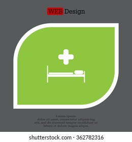 hospital bed and the cross icon