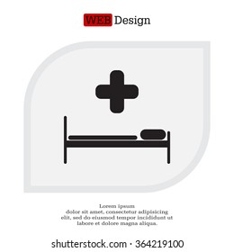 hospital bed and the cross icon