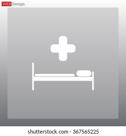 hospital bed and the cross icon