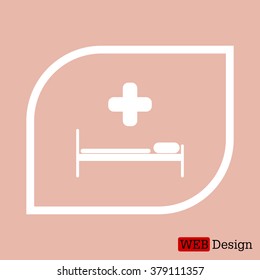 hospital bed and the cross icon