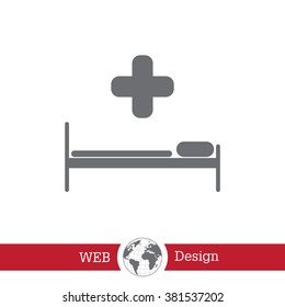 hospital bed and the cross icon