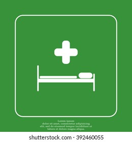 hospital bed and the cross icon