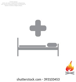 hospital bed and the cross icon