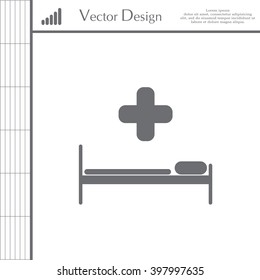 hospital bed and the cross icon