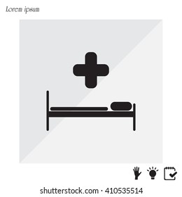 hospital bed and the cross icon