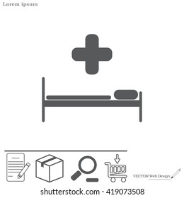 hospital bed and the cross icon
