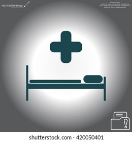 hospital bed and the cross icon