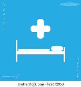hospital bed and the cross icon