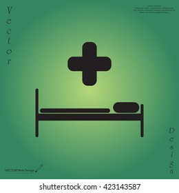 hospital bed and the cross icon