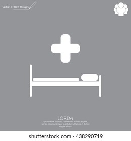 hospital bed and the cross icon
