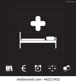 hospital bed and the cross icon
