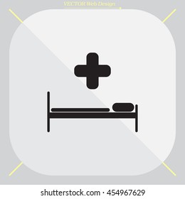 hospital bed and the cross icon