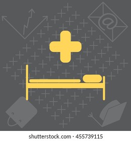 hospital bed and the cross icon