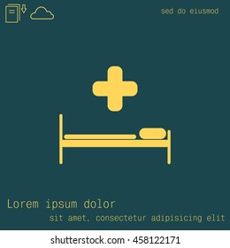 hospital bed and the cross icon
